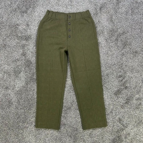 Madewell Pants - NEW Madewell Knit Huston Button-Front Pants Womens Medium Olive Green Glen Plaid